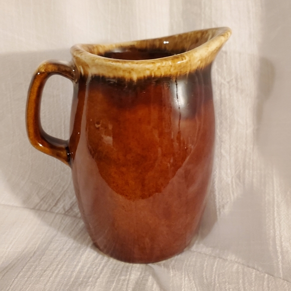 Vintage Hull Pottery Brown Drip Glaze Sugar Pot w/lid & Spoon | Creamer - Picture 6 of 16